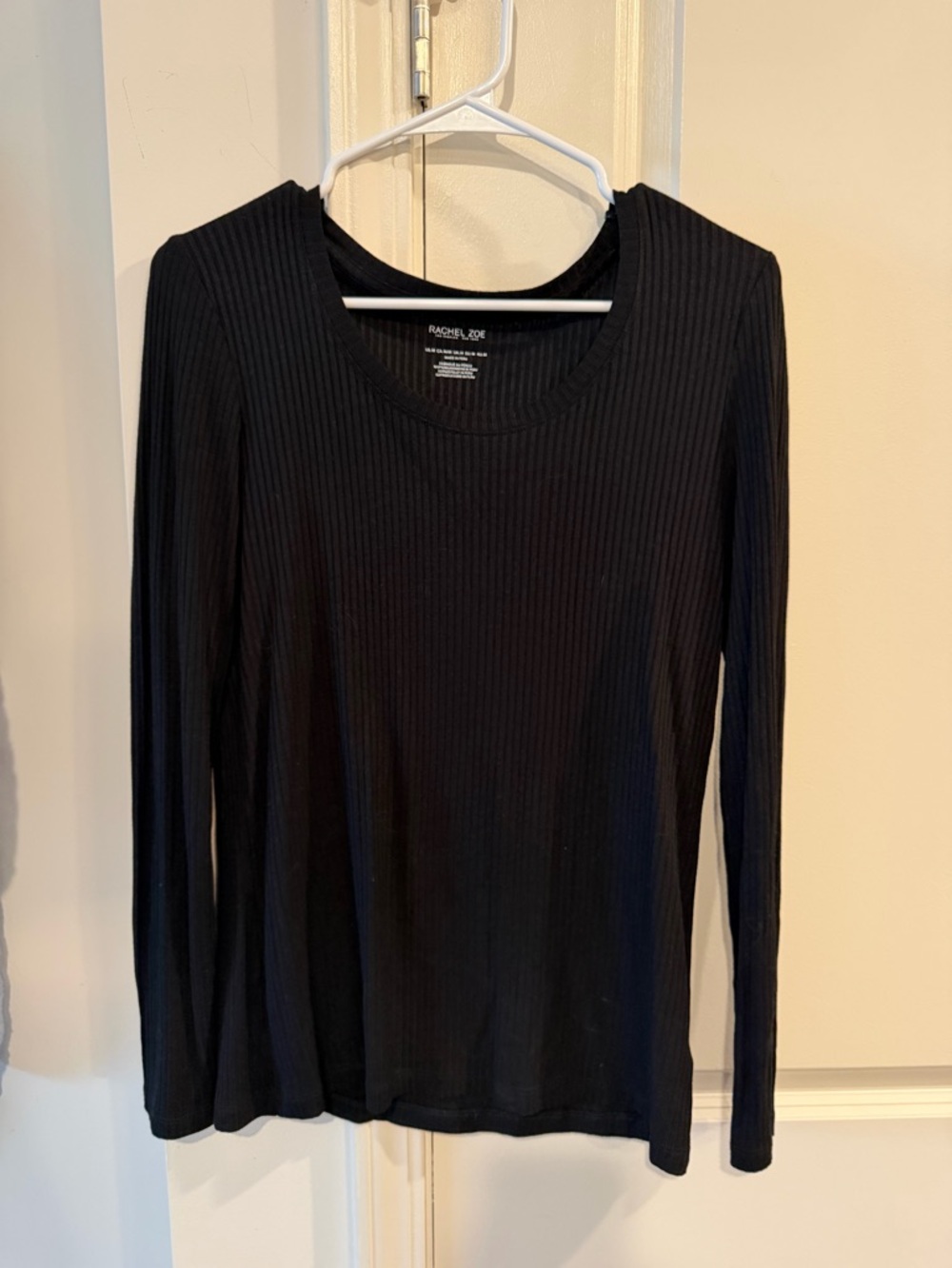 Black Ribbed Long-Sleeve Tee